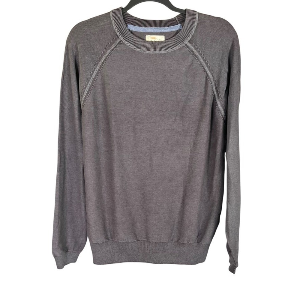 Bob Timberlake Mens Gray Knit Long Sleeve Crewneck Sweater Size S‎ Cotton